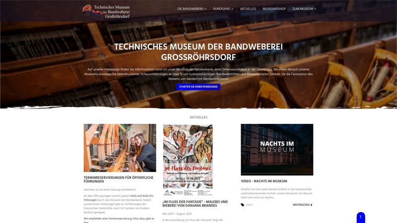 Bildschirmfoto des Projekts „Technisches Museum der Bandweberei Großröhrsdorf“