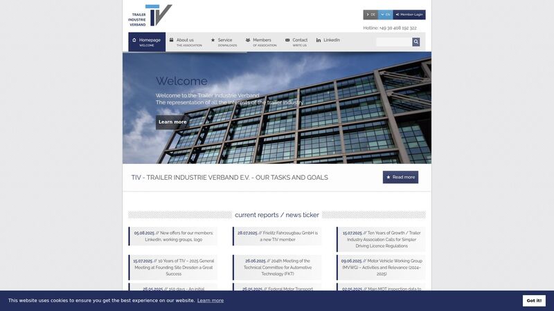 Bildschirmfoto des Projekts „Trailer Industrie Verband e.V. - europaweiter Interessenverband der Anhängerindustrie“