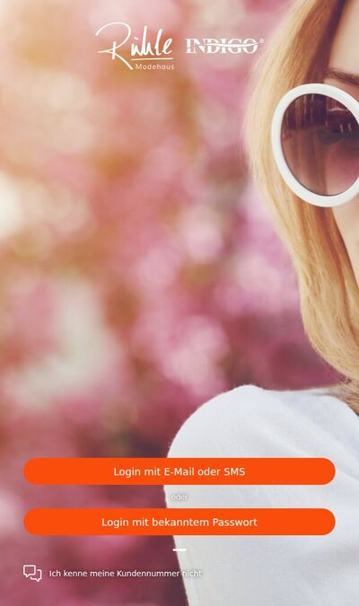 Bildschirmfoto der mobilen Ansicht des Projekts „Kunden Web-App INDIGO Fashion und Modehaus Rühle“