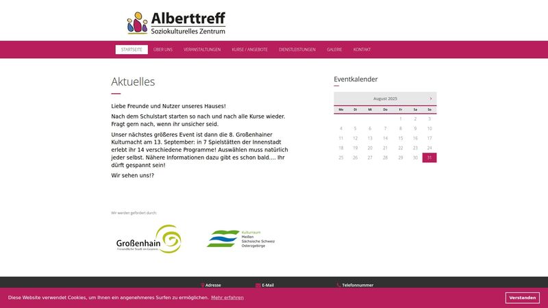 Bildschirmfoto des Projekts „Soziokulturelles Zentrum Alberttreff“