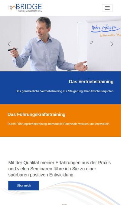 Bildschirmfoto der mobilen Ansicht des Projekts „to BRIDGE - Karsten Brüschke“
