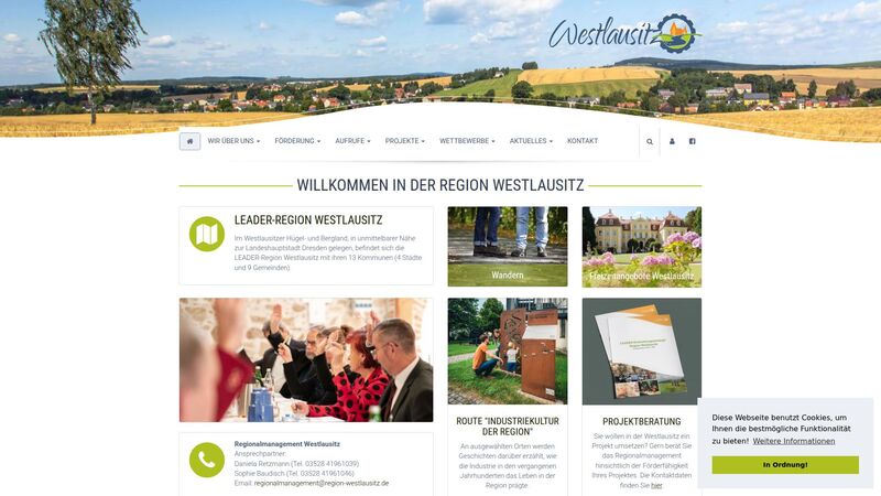 Bildschirmfoto des Projekts „Leader-Region Westlausitz“
