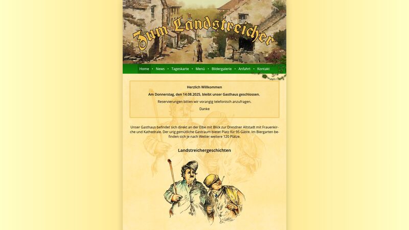 Bildschirmfoto des Projekts „Zum Landstreicher GmbH“
