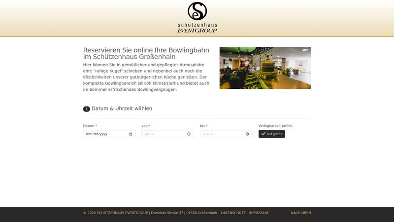 Bildschirmfoto des Projekts „Online Bowlingreservierung schützenhaus EVENTGROUP“