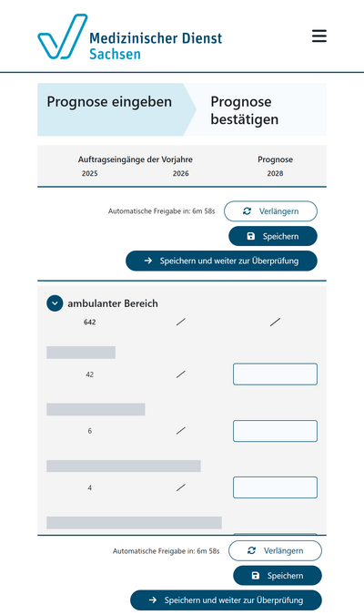 Bildschirmfoto der mobilen Ansicht des Projekts „Kassenabfrageportal MD-Sachsen“