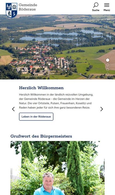 Bildschirmfoto der mobilen Ansicht des Projekts „Gemeinde Röderaue - Zwischen Natur, Kultur und Gemeinschaft.“