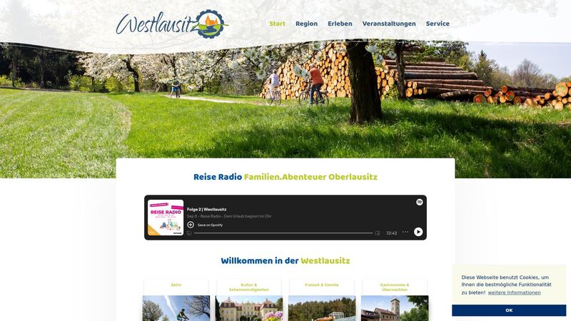 Bildschirmfoto des Projekts „Touristische Gebietsgemeinschaft Westlausitz e.V.“