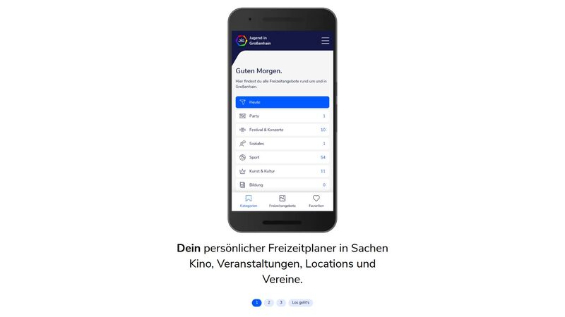 Bildschirmfoto des Projekts „Freizeitplaner „Jugend in Großenhain (JiG)““