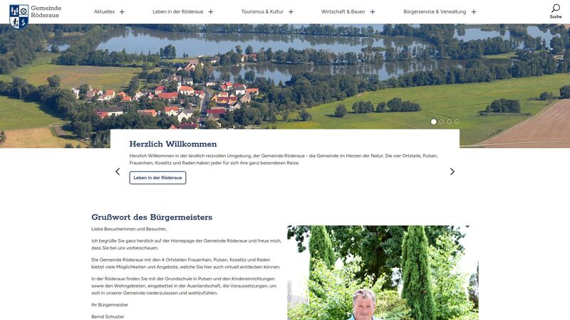 Bildschirmfoto des Projekts „Gemeinde Röderaue - Zwischen Natur, Kultur und Gemeinschaft.“