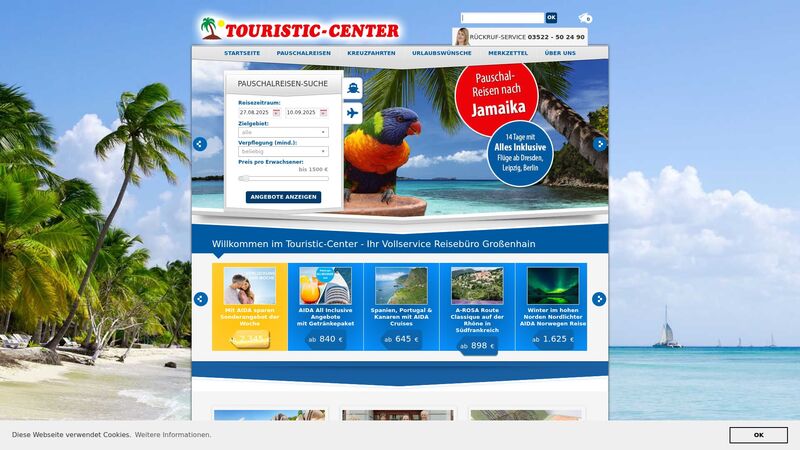 Bildschirmfoto des Projekts „Touristic-Center“