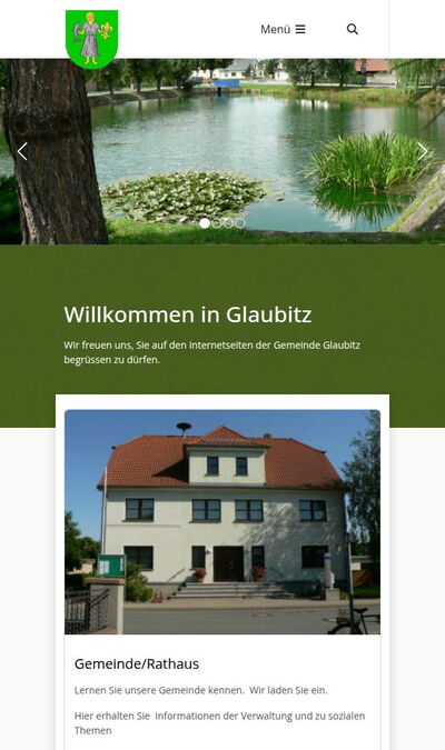 Bildschirmfoto der mobilen Ansicht des Projekts „Gemeinde Glaubitz“