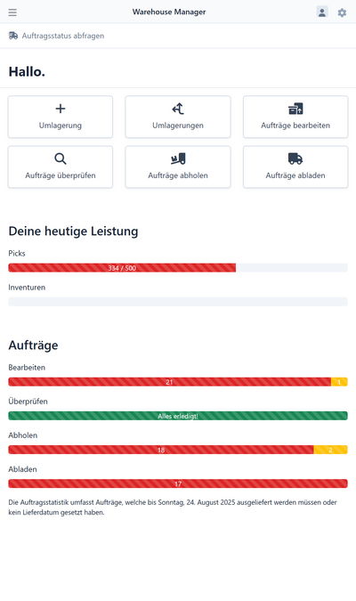 Bildschirmfoto der mobilen Ansicht des Projekts „Heidesaft Warehouse Manager“