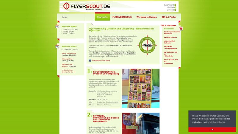 Bildschirmfoto des Projekts „Flyerscout“